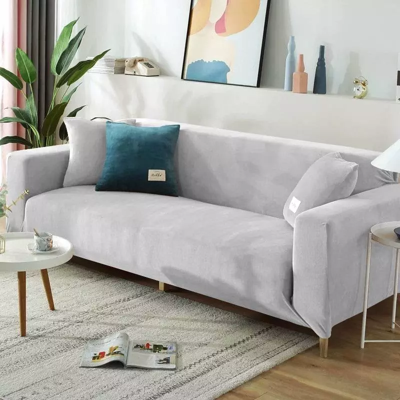 funda de sofa gris claro